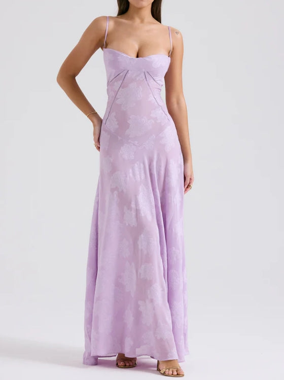 Luolandi Lilac Spaghetti Straps Elegant Long Party Dress Charming Evening Dress Formal Dress
