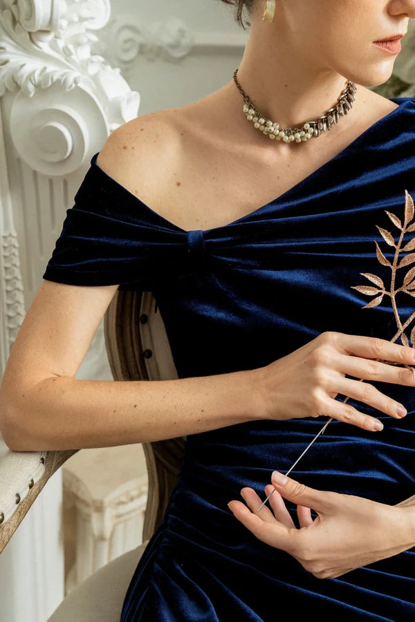 Luolandi One Shoulder Velvet Formal Dress Wedding Guest Dress Bridesmaid Dress Midi Dress Elegant Dress Cocktail Dress