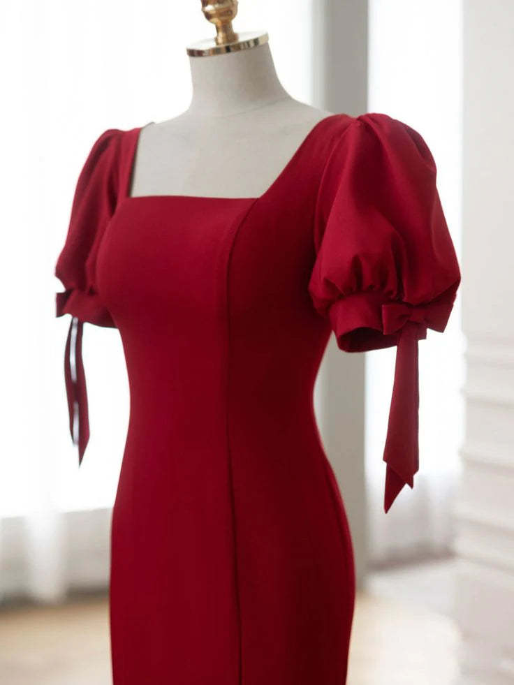 Luolandi Dress Mermaid Long Prom Dress Short Sleeves Formal Dress Elegant Evening Party Dress