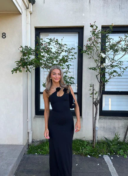 Luolandi Classy Black Pary Dress One Shoulder Simple Evening Dress Charming Formal Dress