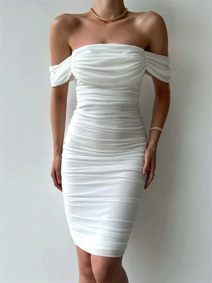 Luolandi Sheath Off Shoulder Elegant Cocktail Dress Fashion Homecoming Dress Simple Party Dress