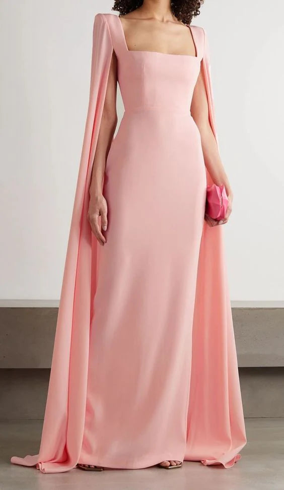 Luolandi Elegant Women's Square Neck Evening Dress Long Sleeve New Fashion Gown