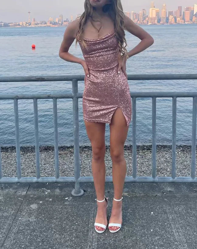 Luolandi Fashion Spaghetti Straps Prom Dress Charming Homecoming Dress Chic Graduation Dress Sparkly Birthday Party Dress