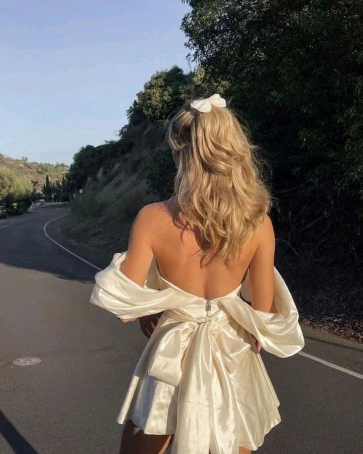 Luolandi Off Shoulder A-Line Mini Party Dress Homecoming Dress Sexy Charming