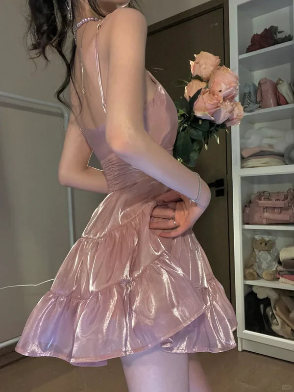 Luolandi Stunning A Line Spaghetti Strap Short Prom Dress Charming Homecoming Dress Lovely Graduation Dress Sweetheart Birthday Party Dress