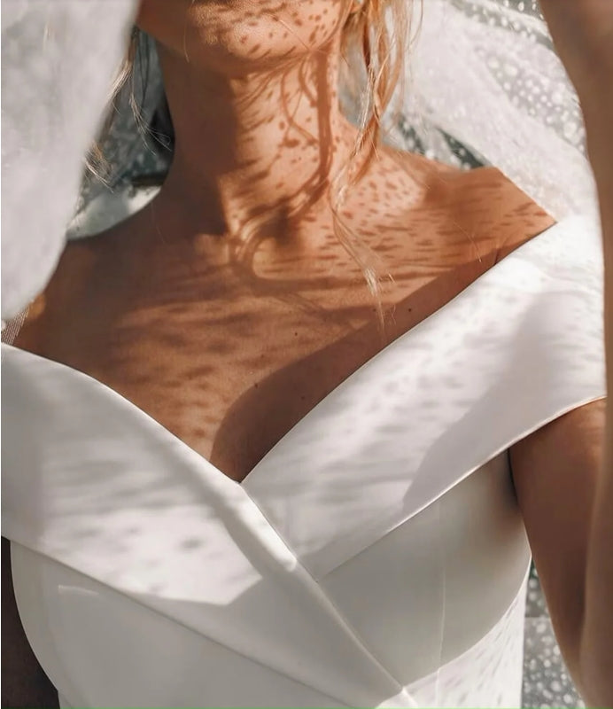 Luolandi Off-The-Shoulder A-Line Wedding Dresses Simple Formal Dress Elegant Evening Dress