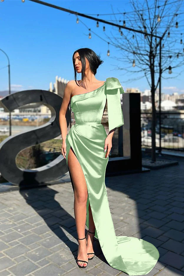 Luolandi Purple One Shoulder Mermaid Evening Dress Long With Split Sexy Party Dress Formal Dress