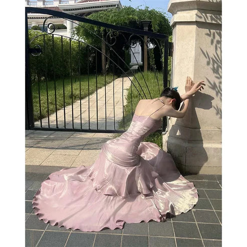 Luolandi Green Spaghetti Straps A-Line Elegant Long Party Gown Birthday Dress Evening Dress