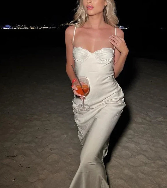 Luolandi Spaghetti Straps Sheath Simple Long Party Dress Charming Formal Dress