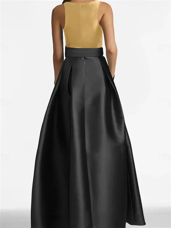 Luolandi A-Line Scoop Sleeveless Floor-Length Formal Evening Dresses with Belt Simple