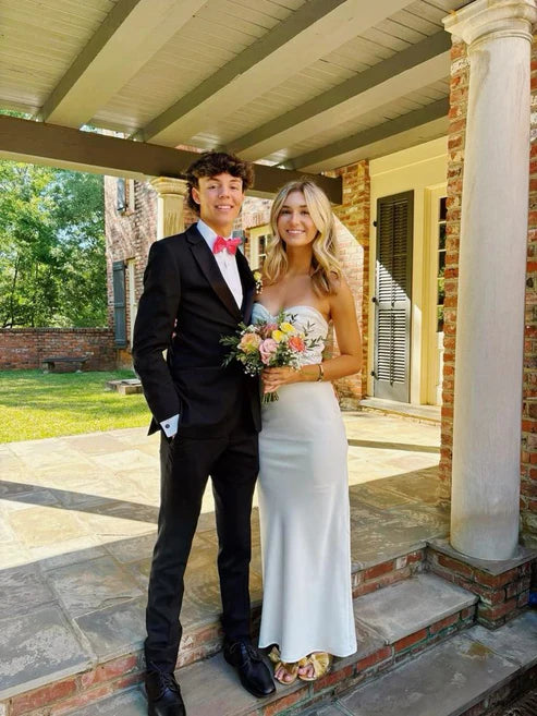 Luolandi Strapless Sheath Long Party Dress Simple Graduation Dress Off Shoulder Sexy