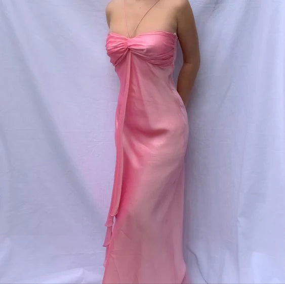 Luolandi Pink Long Prom Dresses Sweet Formal Dress Charming Evening Party Dress
