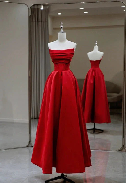 Luolandi Charming Strapless A-Line Long Prom Gown Occasion Dress Elegant Evening Party Dress