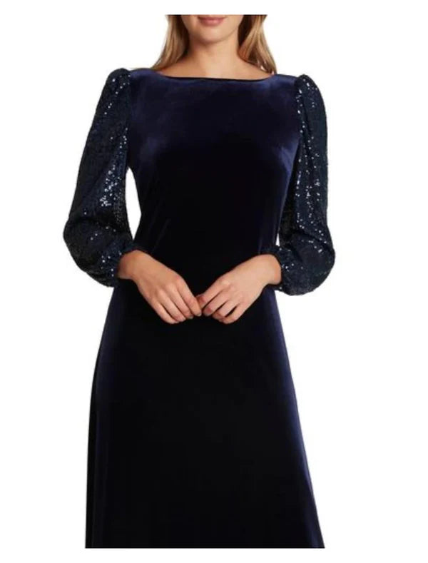 Luolandi A-Line Mother of the Bride Dress Formal Wedding Guest Vintage Party Elegant Scoop Neck Sweep / Brush Train Floor Length Velvet Long Sleeve