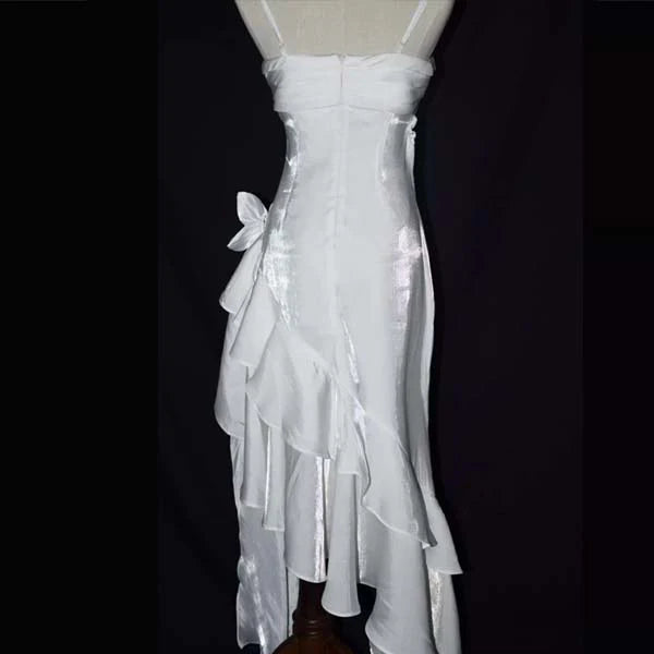 Luolandi Vintage Spaghetti Straps Floral Asymmetrical Hem Long Prom Dress Charming Evening Party Dress