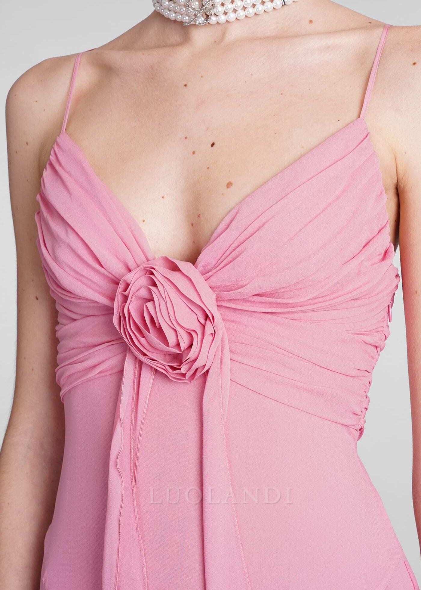 Luolandi Charming Rose-pink Long Prom Dress Formal Dress Elegant Evening Party Dress