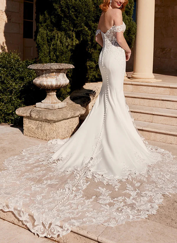Luolandi Off-The-Shoulder Lace Trumpet/Mermaid Wedding Dresses Floor Length Elegant Bridal Gown