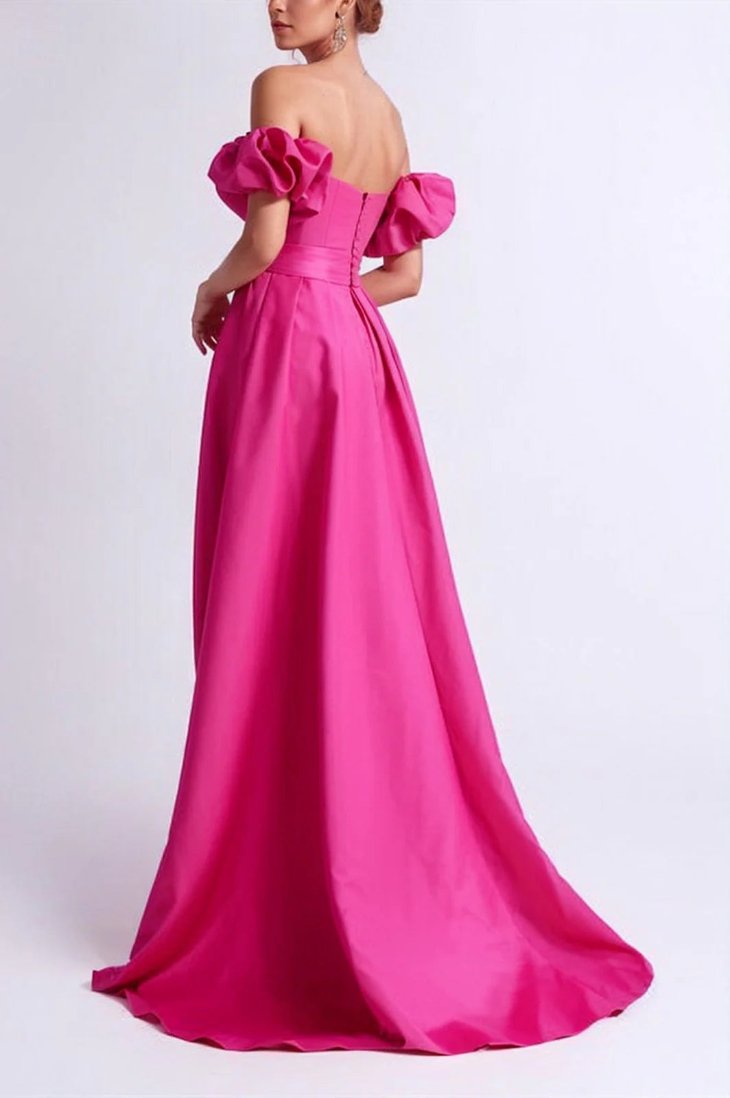 Luolandi Fuchsia Off The Shoulder Prom Dress Floor Length A Line Evening Dress Elegant