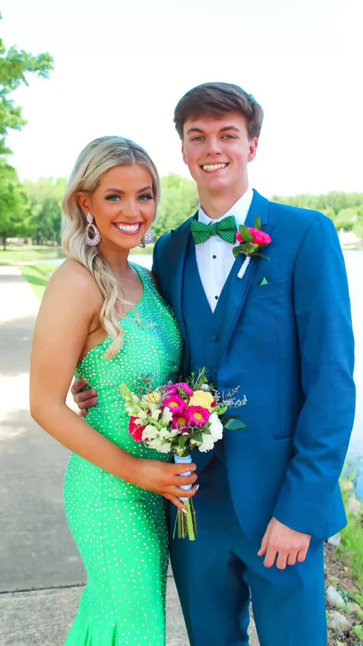 Luolandi Green One Shoulder Mermaid Long Prom Dress Formal Party Dress Charming Evening Dress