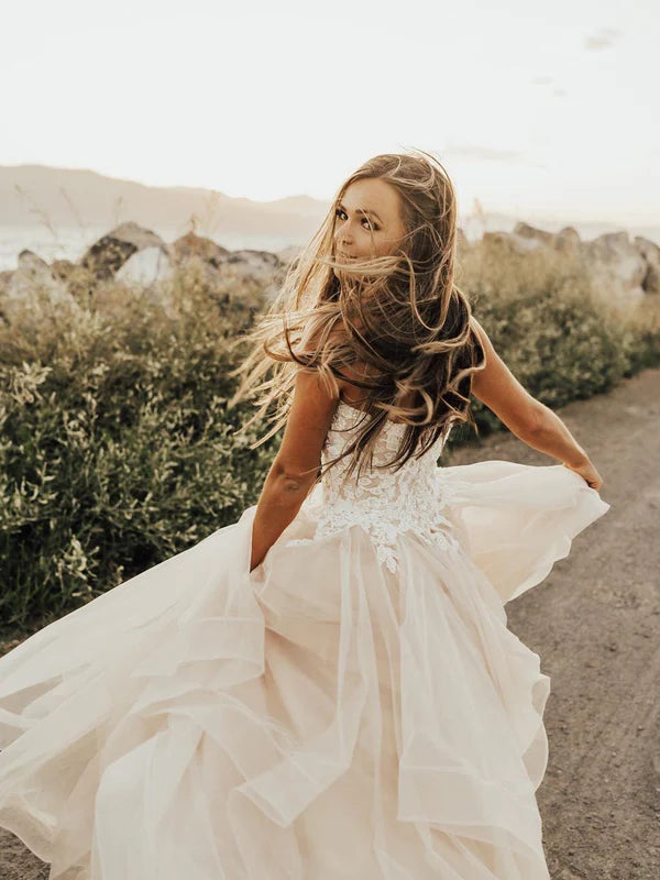 Luolandi Amazing Sweetheart Off-The-Shoulder Ball Gown Wedding Dresses Tulle Backless Gowns Beautiful