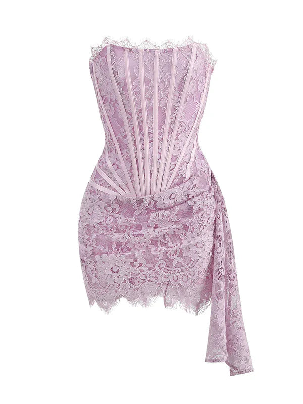 Luolandi Sheath Strapless Lace Short Prom Dress Charming Homecoming Dress Sweetheart Graduation Dress Chic Birthday Party Dress