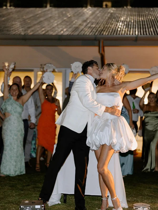 Luolandi Simple A Line Strapless Short Prom Dress Charming Homecoming Dress Lovely Graduation Dress Sweetheart Birthday Party Dress