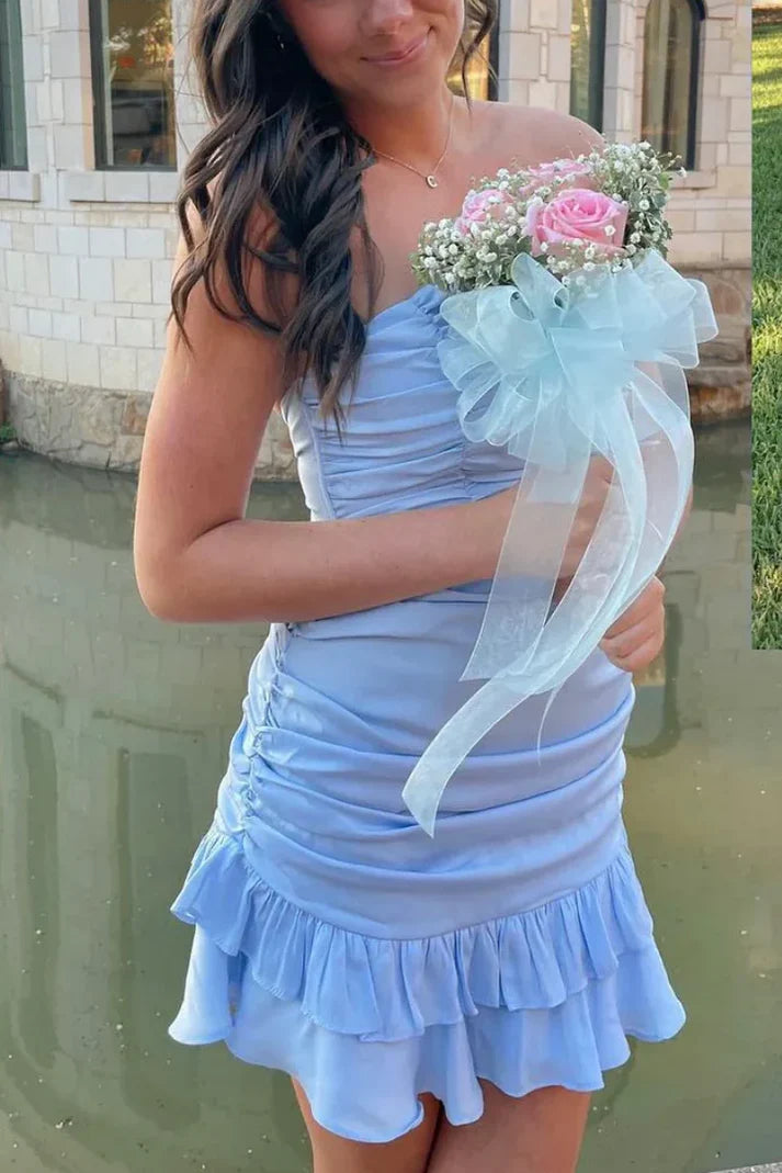 Luolandi Sweetheart Ruffles Short Prom Dress Charming Homecoming Dress Lovely Graduation Dress Cute Birthday Party Dress