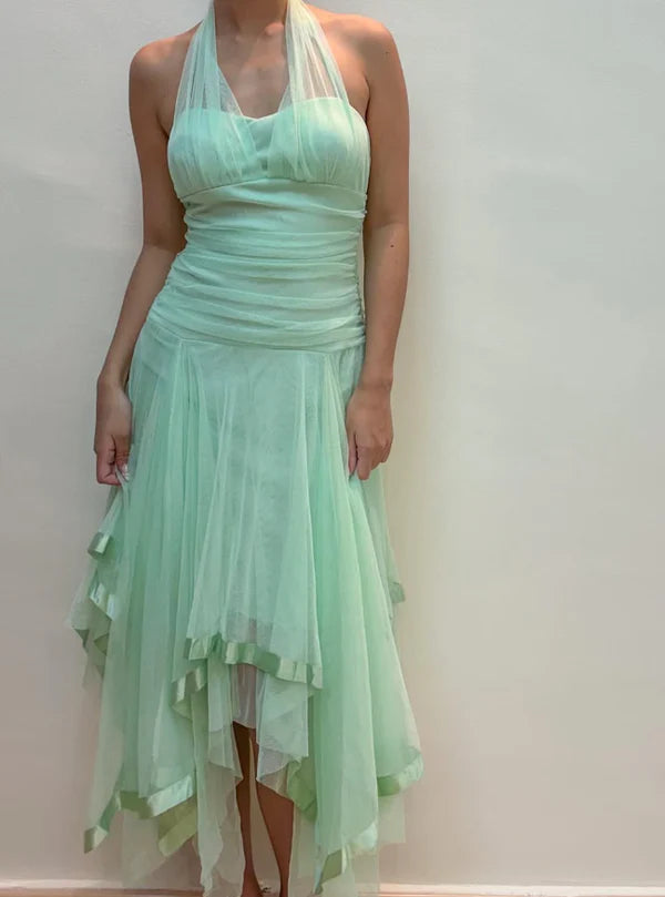 Luolandi Vintage A Line Halter Prom Dress Charming Homecoming Dress Lovely Graduation Dress Sweetheart Birthday Party Dress