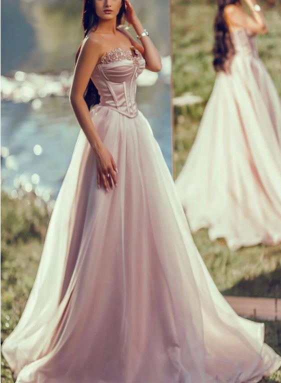 Luolandi Charming Silver Long Evening Dress Off The Shoulder Sleeveless With Applique Tulle Pleats Prom Dress