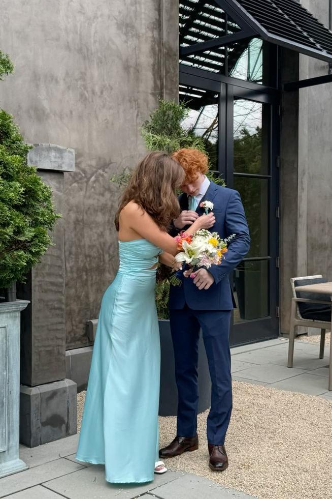 Luolandi Dress Strapless Tiffany Blue Sheath Long Prom Dress Charming Evening Party Dress