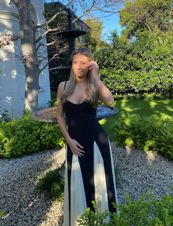 Luolandi Simple A Line Spaghetti Strap Satin Long Prom Dress Evening Dress Charming Party Dress