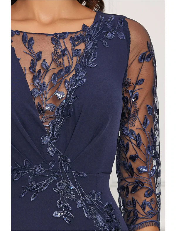 Luolandi Sheath Cocktail Dresses Elegant Black Dress Plus Size Short / Mini 3/4 Length Sleeve with Sequin Appliques Mother of the Bride Dress