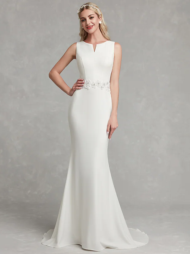 Luolandi Wedding Dresses V Neck Satin Regular Straps Simple Plus Size with Appliques Long
