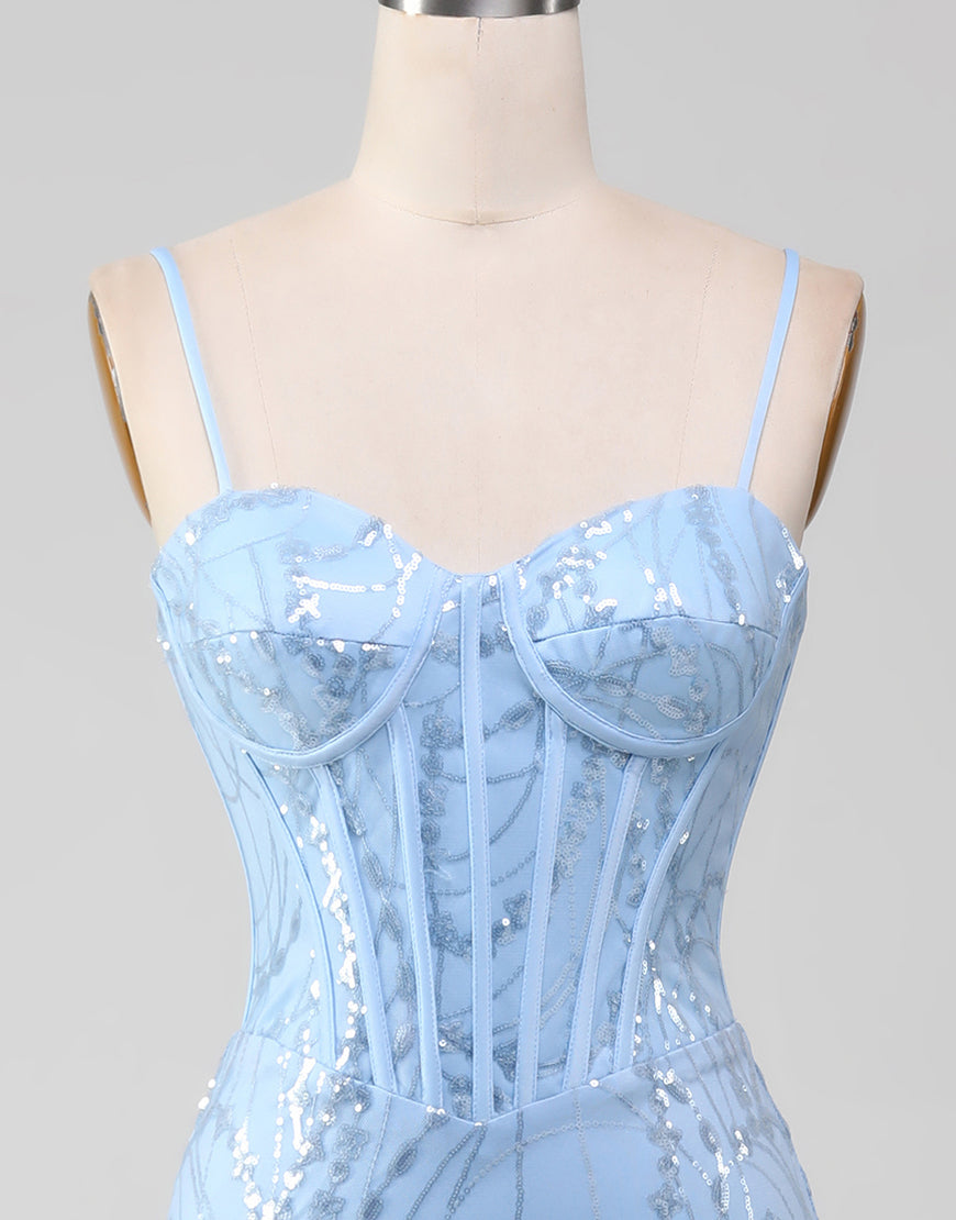 Luolandi Sparkly Light Blue Mermaid Long Prom Dress With Appliques Charming Evening Dress