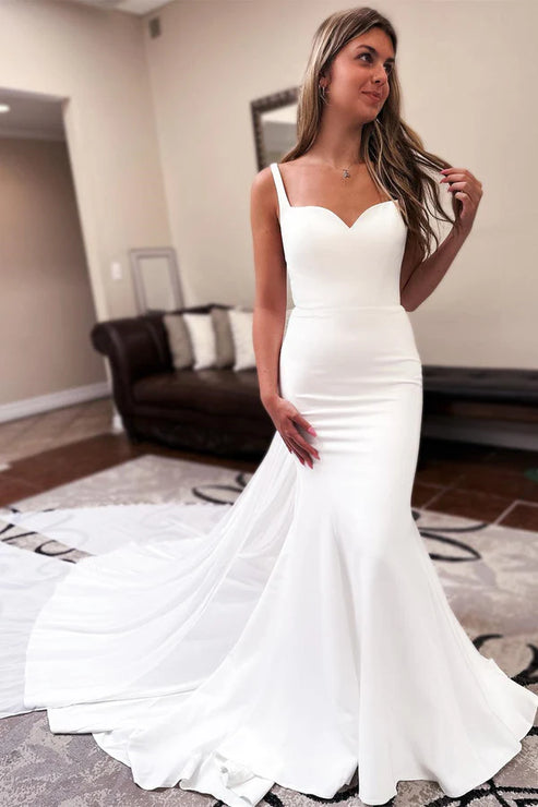 Luolandi Long Chiffon Boho Wedding Dress Sweetheart Backless Sleeveless Ivory
