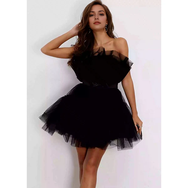 Luolandi Lovely A-Line Strapless Tulle Homecoming Dress Short Graduation Dress Cute Birthday Party Dress Sweet Mini Dress