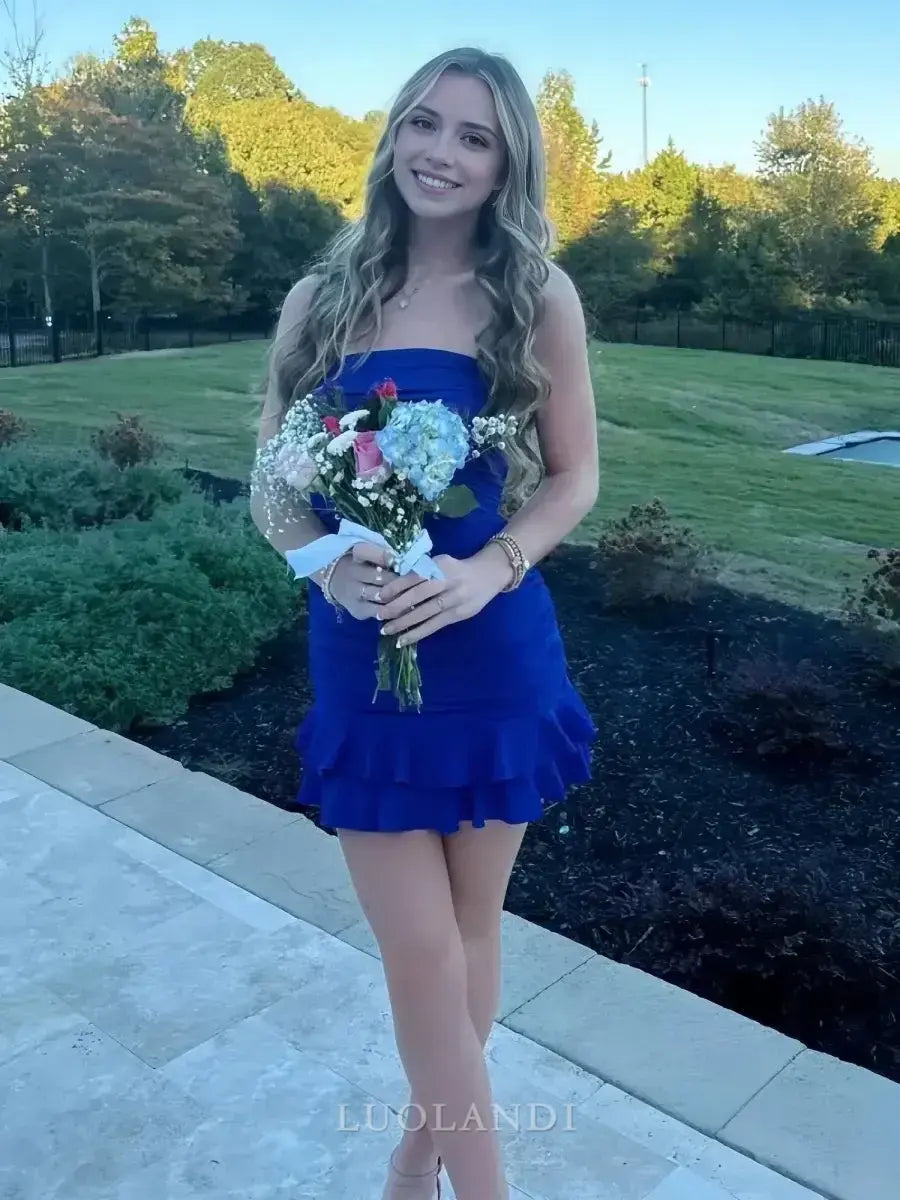 Luolandi Lovely Sheath Strapless Homecoming Dress Cute Birthday Party Dress Simple Short Prom Dress