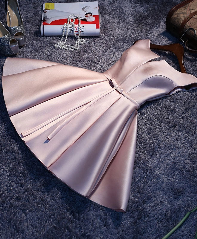Luolandi Lovely A-line Sleeveless Lace-Up Back Satin Homecoming Dress Cute Short Formal Prom Dress