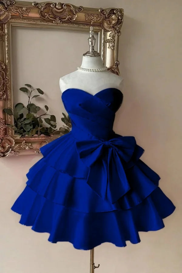 Luolandi Lovely A-line Sweetheart Strapless Sleeveless Short Party Prom Dress Cute Homecoming Dress With Bow