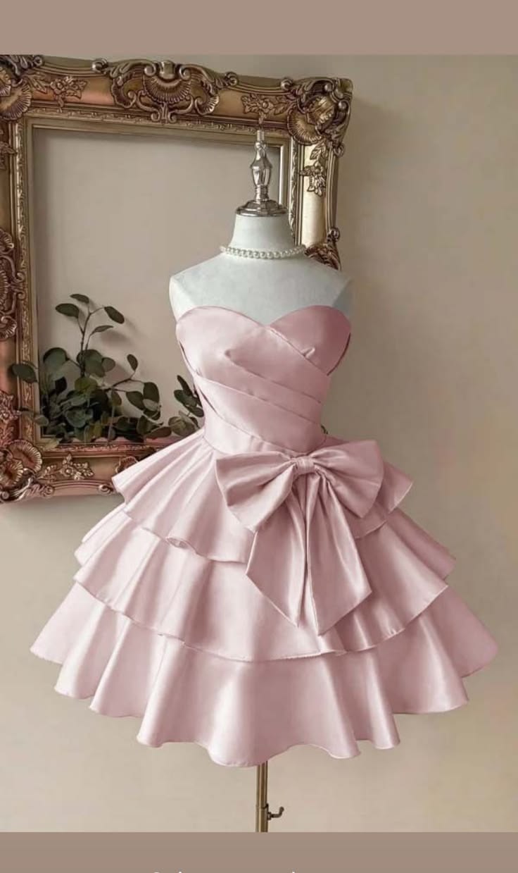 Luolandi Lovely A-line Sweetheart Strapless Sleeveless Short Prom Dress Cute Homecoming Dress With Bow