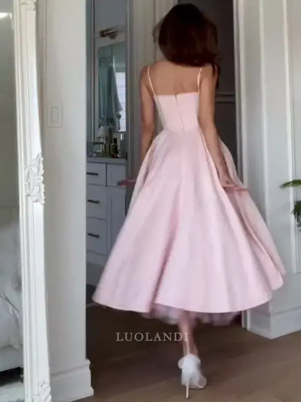 Luolandi Lovely A Line Spaghetti Straps Sleeveless Prom Dress Elegant Evening Gown Cute Birthday Party Dress