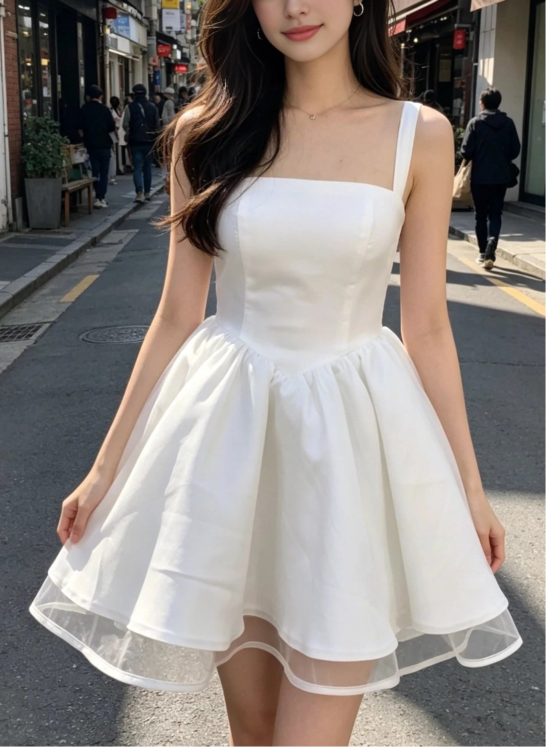 Luolandi Lovely A Line Square Neck Sleeveless Short Homecoming Dresses Simple Graduation Party Dress