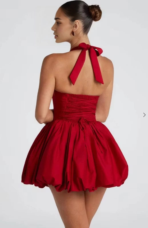 Luolandi Lovely Halter A Line Pleated Sleeveless Short / Mini Homecoming Dress Cute Graduation Party Dress
