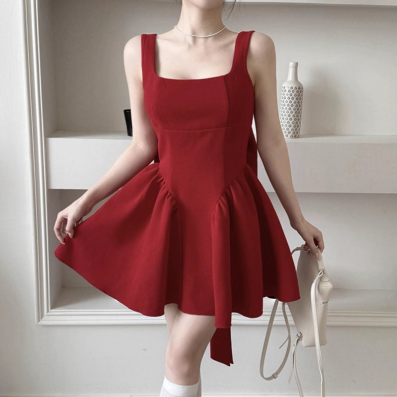 Luolandi Lovely Square Neck A Line Sleeveless Summer Short Homecoming Dress With Bow