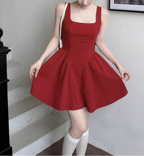 Luolandi Lovely Square Neck A Line Sleeveless Summer Short Homecoming Dress With Bow