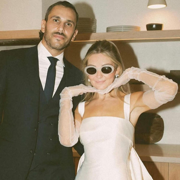 Luolandi Lovely Square Neck Satin Short Wedding Dress with Bow Back Beautiful Party Dress No With Wedding Veil And Gloves