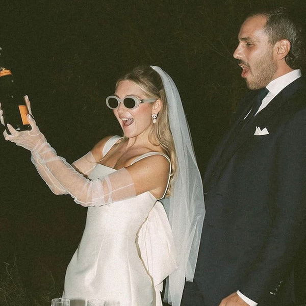 Luolandi Lovely Square Neck Satin Short Wedding Dress with Bow Back Beautiful Party Dress No With Wedding Veil And Gloves