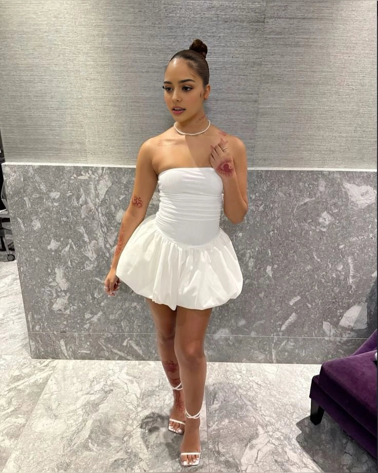 Luolandi Lovely Strapless A Line Sleeveless Short Homecoming Dresses Cute Graduation Party Dress