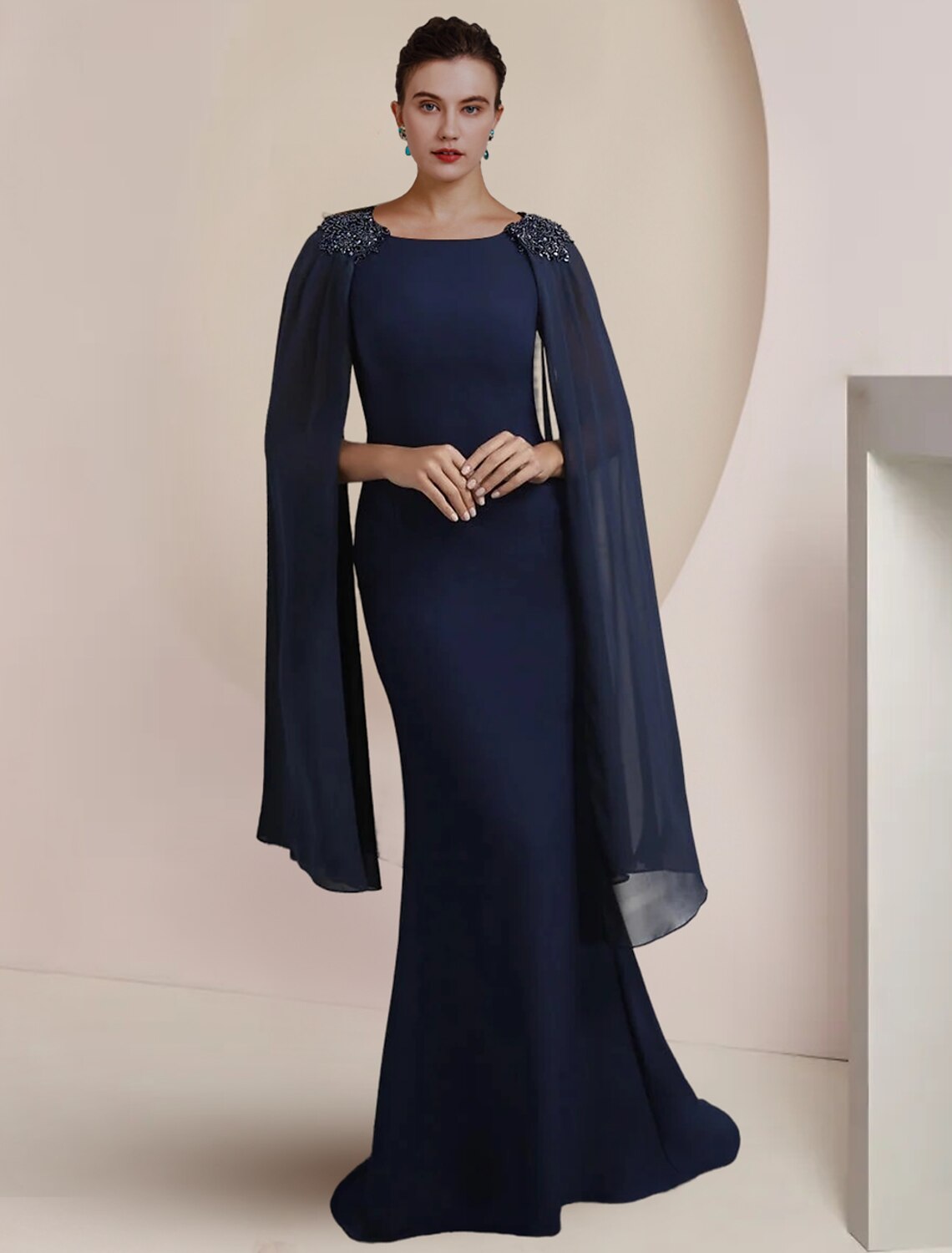 Elegant Luolandi Mermaid Mother of the Bride Dress in chiffon with beading.