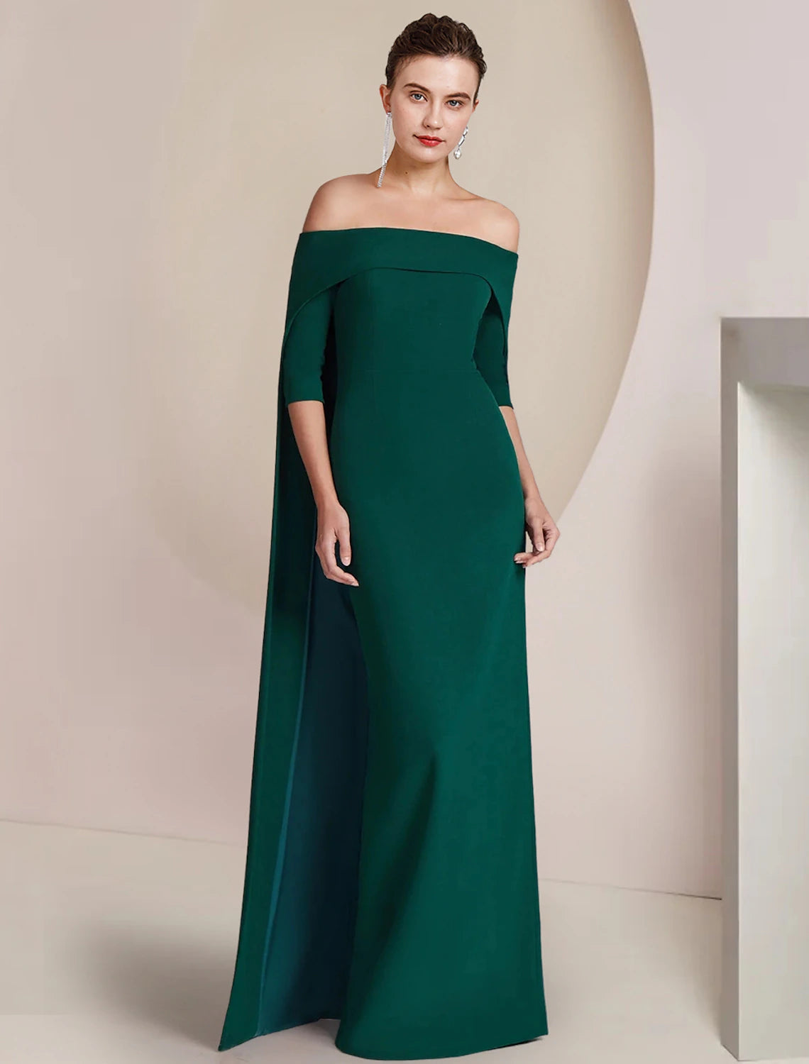 Elegant Luolandi Sheath Column Mother of the Bride Dress, front view.
